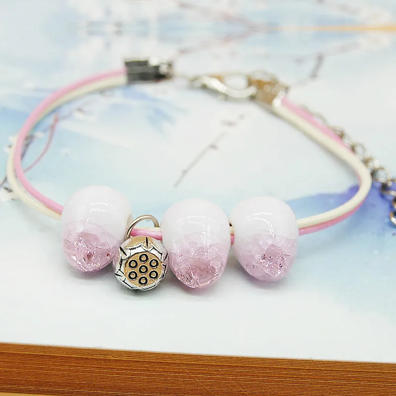 

New Original Fashion simple Ceramics bead Girls Bracelet PU Leather Bracelet cute Lover Bracelet Lovers Lucky Jewelry Women Gift