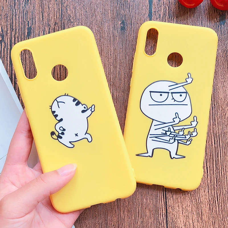 Funny Cartoon Phone Case For Huawei P8 P9 P20 lite 2017 Y5 Y6 Y7 2018 Mate 10 20 lite Cover Cat Abstract Unicorn Middle Finger (10)