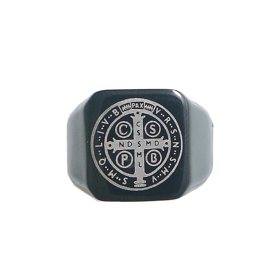 Унисекс святой Бенедикт Nursia CSPB CSSML NDSMD 316L Нержавеющая сталь Лазерная кольцо для подарка