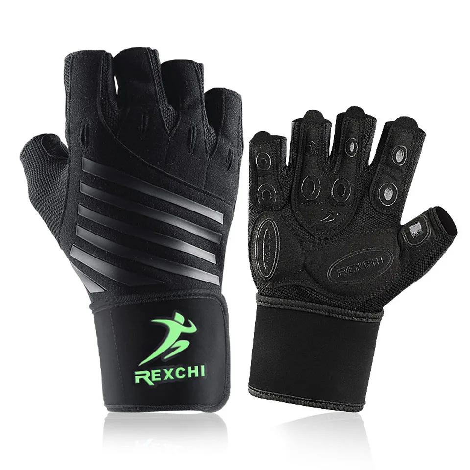 

1 Pair Gym Fitness Half Finger Gloves with Wrist Wrap Support Men Women Crossfit Workout Gloves Power Weight Lifting Equipment