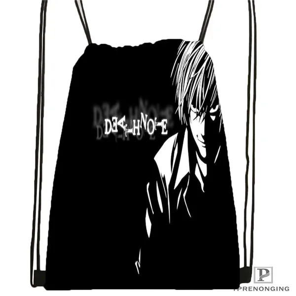 Drawstring Backpack На заказ Death Note Аниме#8 рюкзак на шнурке для мужчин и женщин милый рюкзак для детей ранец(черная спинка) 31x40 см#180531-01-40 - Цвет: Drawstring Backpack