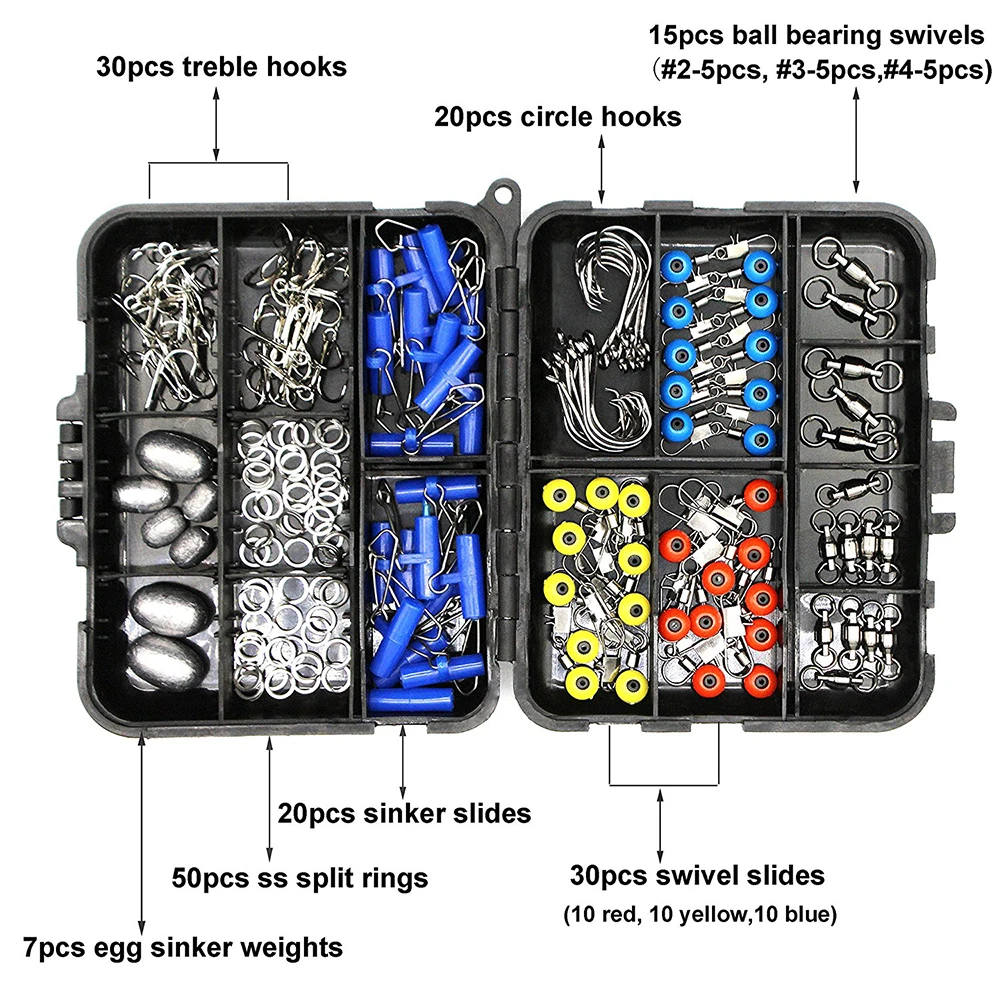 172 шт./кор. рыболовные принадлежности коробки, в том числе бронзовых морских рыболовных крючков свинцовый грузик шариковый подшипник шарнирные соединения грузило, высокое качество слайдер Поплавковый соединитель