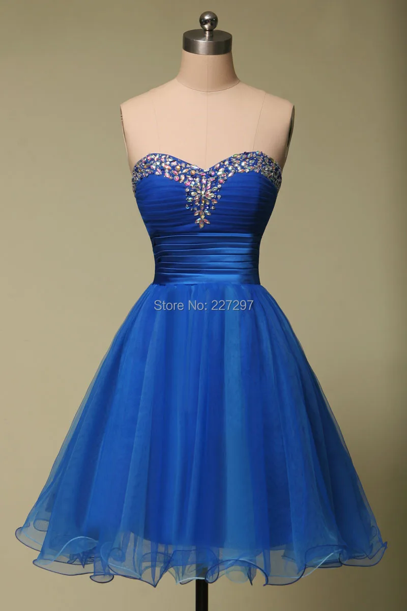 100 Real Pictures Sweetheart Royal Blue Cocktail Dresses Beaded