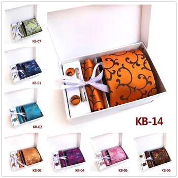 

Fashion Wide Tie Sets Men's Neck Tie Hankerchiefs Cufflinks Necktie Clip Box Gift Set for Men Formal Wedding Party Groom