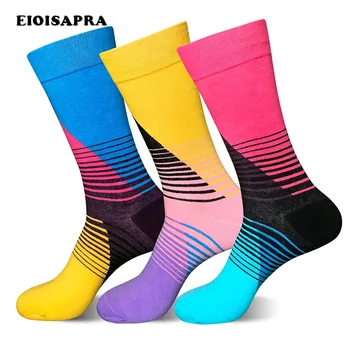 

[EIOISAPRA]New Arrival Striped Colorful Big Size Men Socks European/USA Casual Happy Socks High Quality Business Creative Sokken