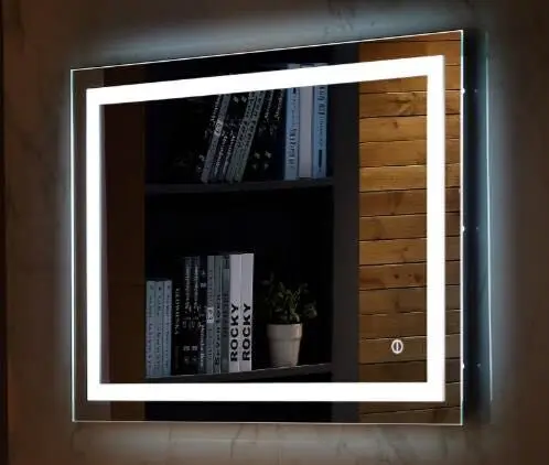 DIYHD جدار جبل Led المضاء مرآة حمام الغرور مانع الضباب مربع مسة ضوء مرآة