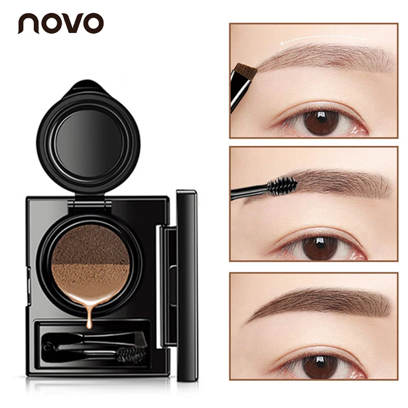 

NOVO 2 Colors Air Cushion Eye Brow Gel Makeup Coffee Brown Paint Eyebrows Gel Waterproof Eyebrow Tint Wax Dye
