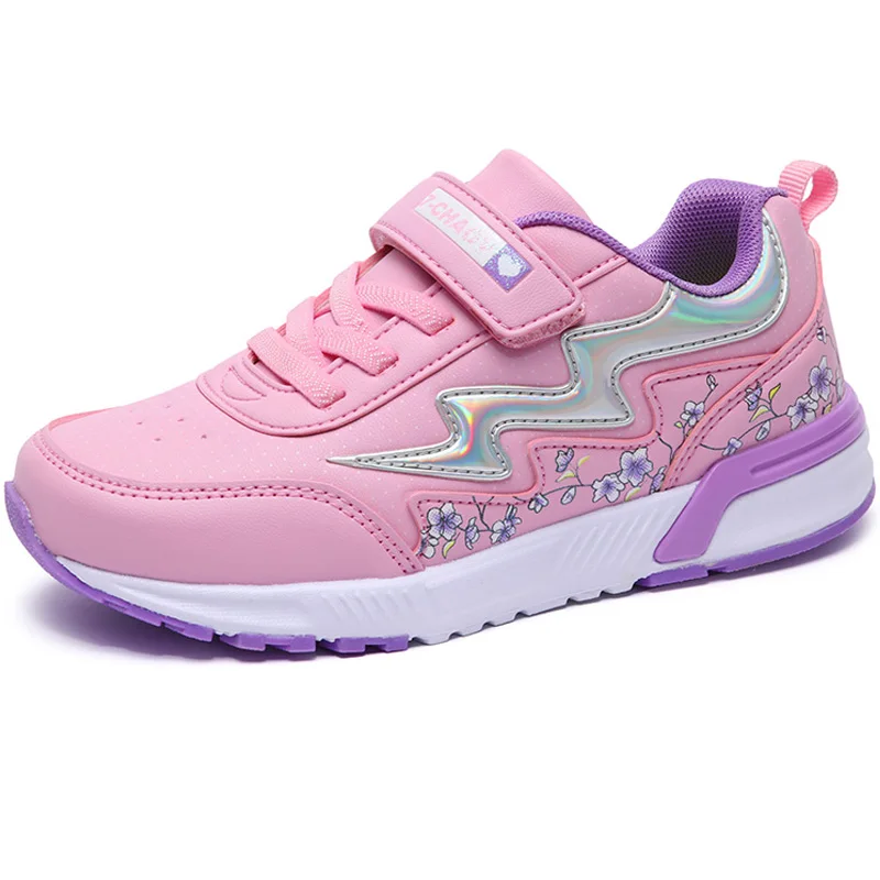 

2018 Autumn Pink Kids Sneakers Non-slip Wear-resistant Sole Girls Running Shoes Rubber Children Students Walking Shoes Lovely