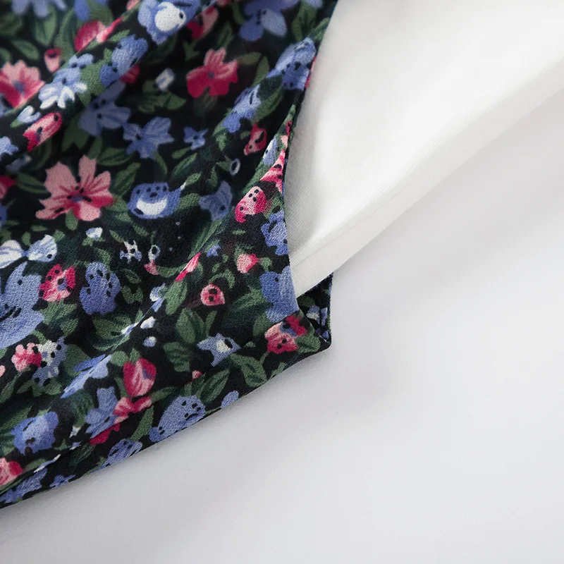 Женское платье двойка SEMIR шифоновое с круглым вырезом и коротким рукавом лето