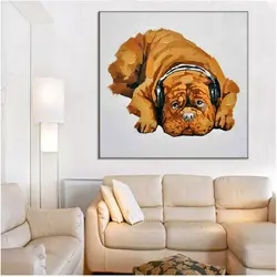 Дешевые большой Картины ручная роспись стен спальный Собака Картина на холсте Абстрактная Домашний Декор Животные маслом повесить