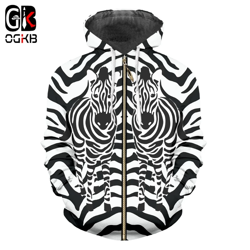 

OGKB Zipper 3D Hoodies Sweatshirts Mens Hot Leopard Hoodies Printing Zebra Stripes Funny Large Size Tops Hombre Winter Pullover