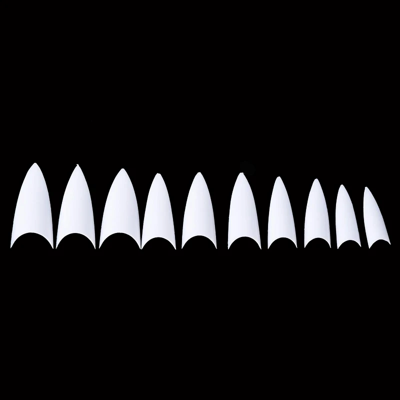 

500PCS Hot White Sharp Ending Stiletto Acrylic False Nail Tips Plastic Fake Point Stiletto Tip Professional Salon Beauty Tools