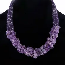 Модное женское многослойное массивное ожерелье в богемном стиле, большая фиолетовая подвеска с бусинами из камней, колье, массивное ожерелье, ювелирное изделие