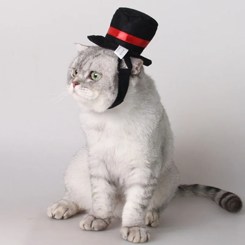 Black Top Hat for Dogs Cats Fashion Pet Party Costume Hats Kitten Puppy