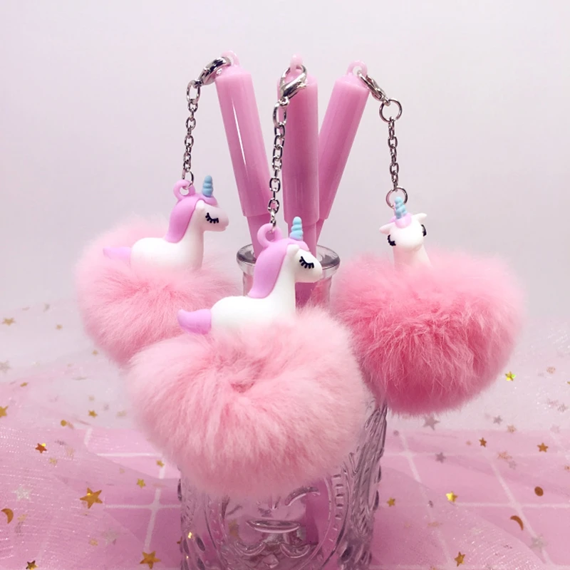 Neutral pen gel pen Unicorn cartoon plush ball pen School Office