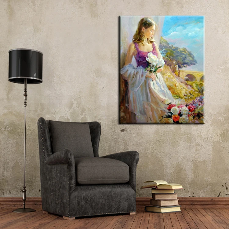 Young girl oil painting on canvas