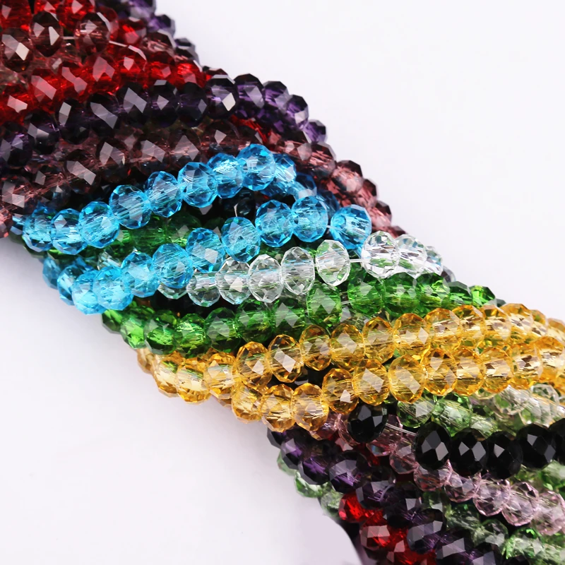 Download 8x5mm Mixed Color Cut&Faceted Glass Crystal Rondelle Spacer Beads Diy Craft Material For Jewelry ...
