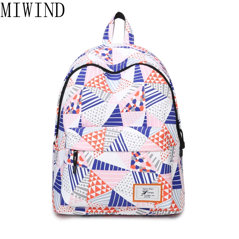 MIWIND Women Geometric Printing Backpacks Backpack for Girls Rucksack Fashion Multifunction female Travel Backpacks TJQ965