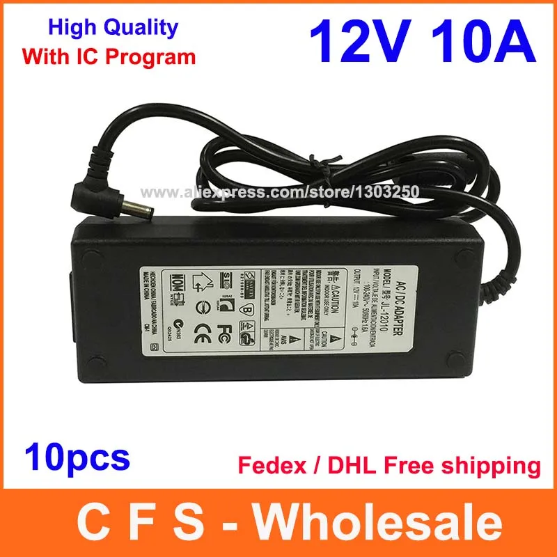 High Quality AC DC 12V 10A Power Supply 120W Adapter Charger 5.5mmx2 ...