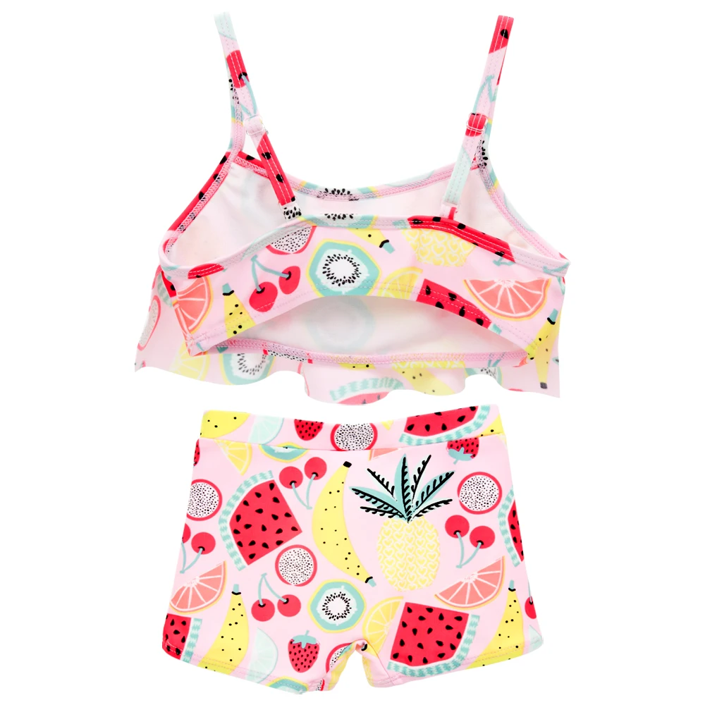 KAVKAS/Детский купальник для девочки с фруктовым принтом, бикини, детский купальный костюм с открытыми плечами, купальный костюм, цельная одежда для плавания