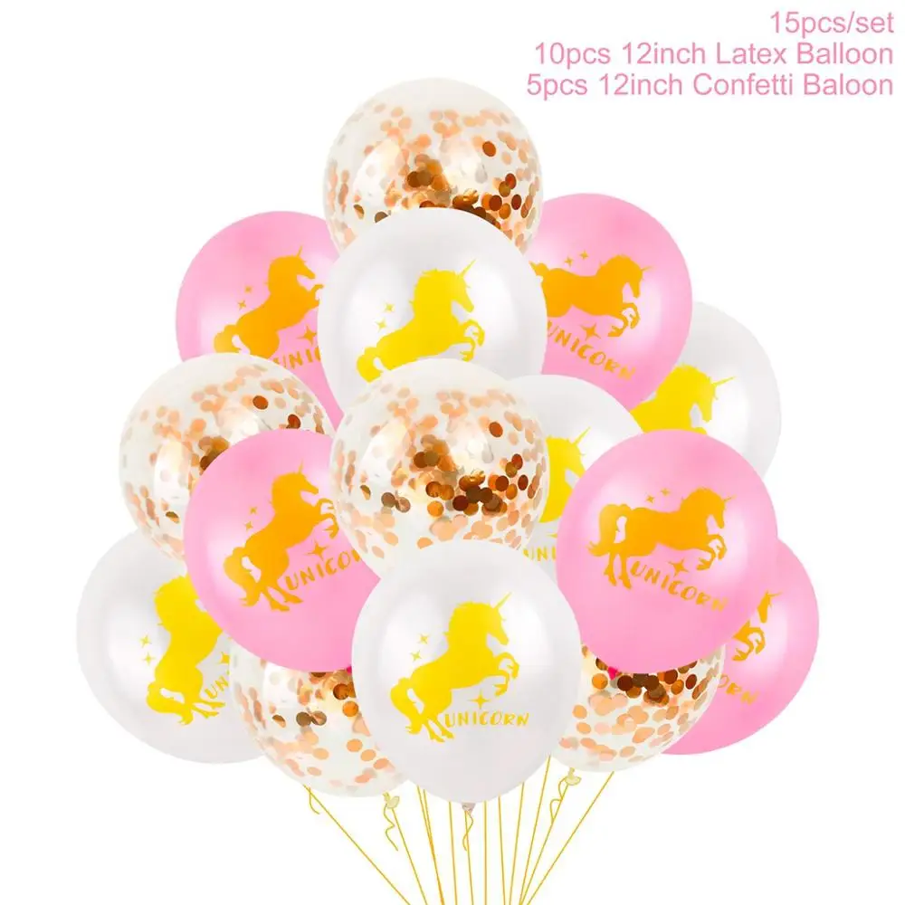 HUIRAN шары с золотыми конфетти Розовый Единорог воздушные шары Единорог день рождения поставки балон детский душ украшения балоны - Цвет: unicorn balloon 13