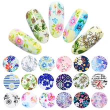 1 рулон фольги для ногтей смешанные цветочные узоры дизайн красный синий цвета клейкая переводная наклейка DIY наклейки для ногтей Маникюрные советы