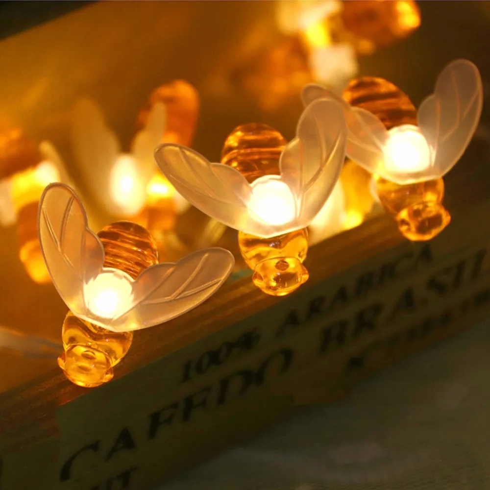 Светодиодный свет Строка Праздничные огни 40 светодиодный гирлянда Батарея USB крыло пчелы Фея на день рождения свадебные свет Дивали рождественские украшения JQ