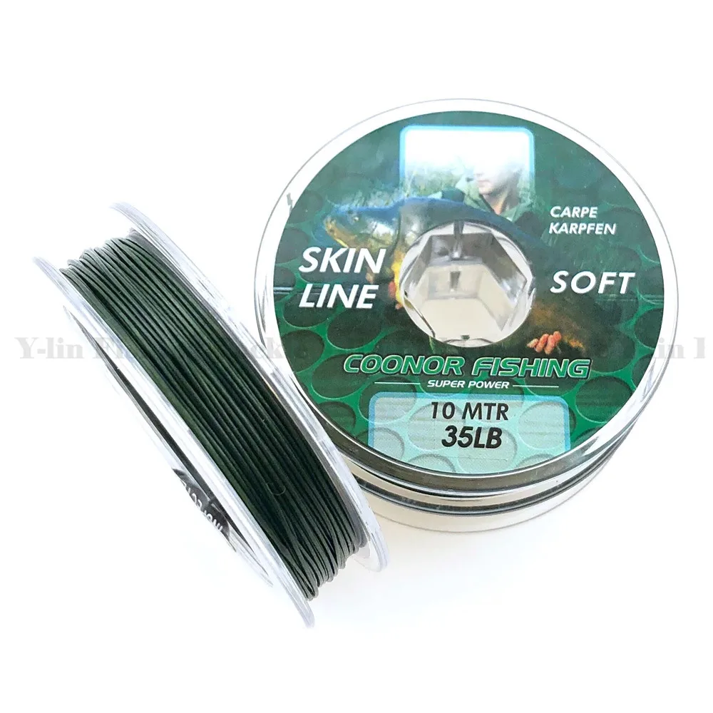 10m Carp fishing line green Coated Braid HookLink lead core leader for hair rigs 