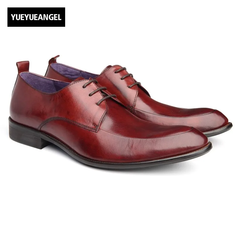 

Pointed Toe Mens Footwear Autumn New Fashion Genuine Leather Male Wedding Shoes British Lace Up Sapatos De Casamento Chaussure