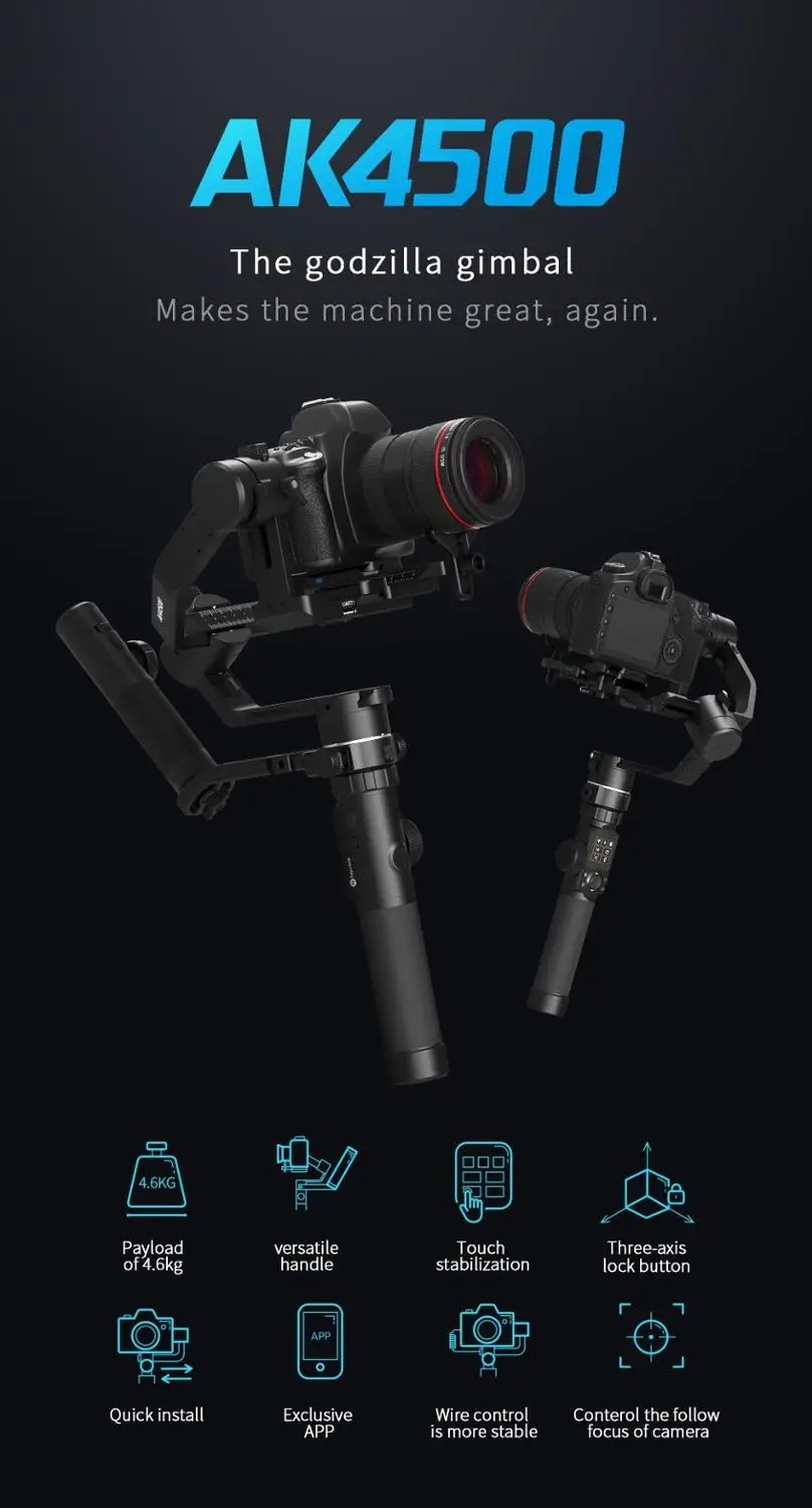 FeiyuTech AK4500 3 осевой Ручной Стабилизатор камеры для Sony/Canon/Panasonic/Nikon полезная