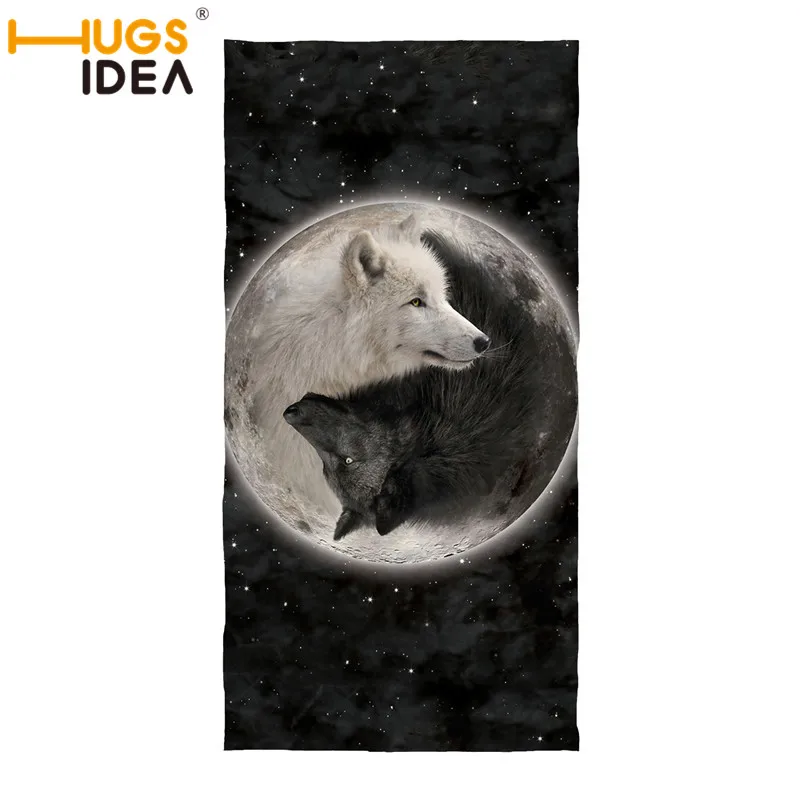 HUGSIDEA Wolf Night Print абсорбирующее банное полотенце Moon спортивные пляжные полотенца