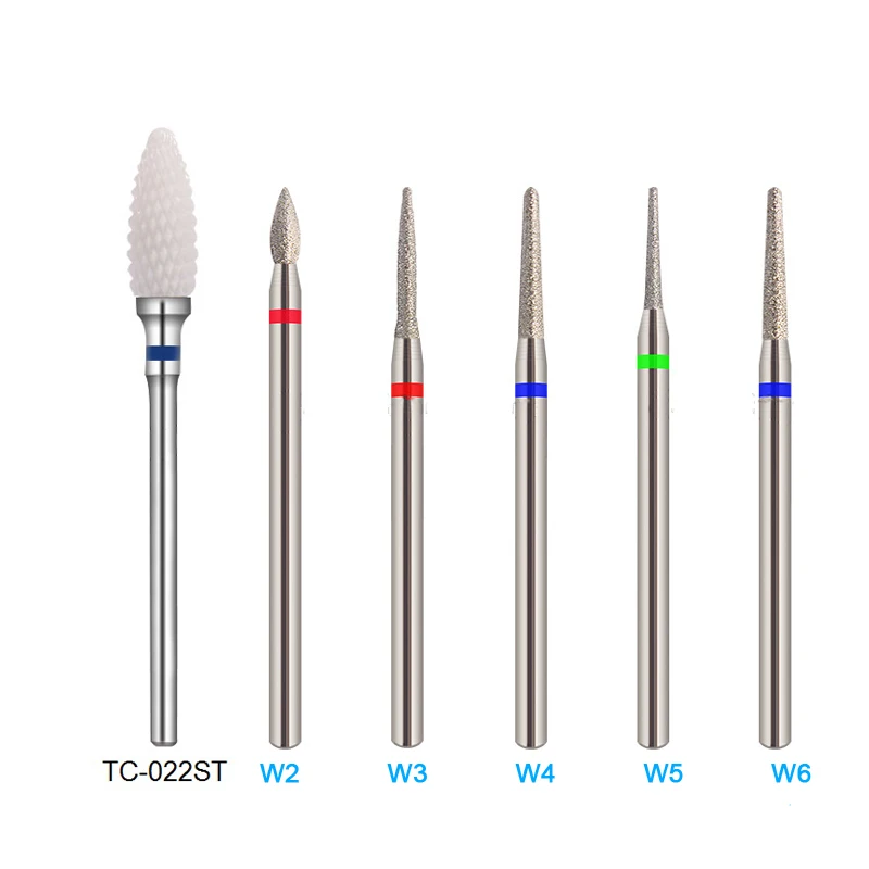 RIKONKA 6 шт. набор керамических сверл для ногтей роторное фрезерование резаков для маникюра педикюра Алмазный элемент пилы для ногтей пилы 3/32''