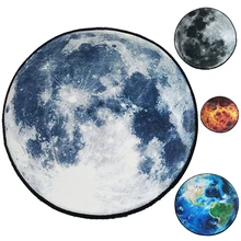 Серый Луна/звезд/Mars/синий земли Дизайн Мягкие утолщаются коралловые бархат круглый Ковры и Ковры для детей гостиная Нескользящая абсорбент