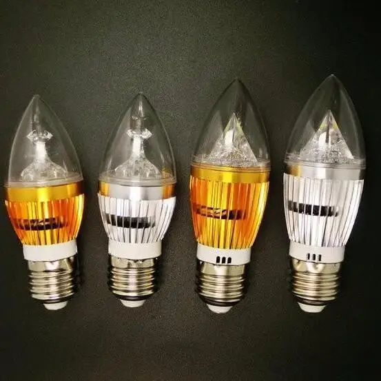 

Silver Golden E27 6W 8W 10W LED Candle Light Bulb for Wall Chandelier Lamp Spotlight High Power 270 degree AC85-265V