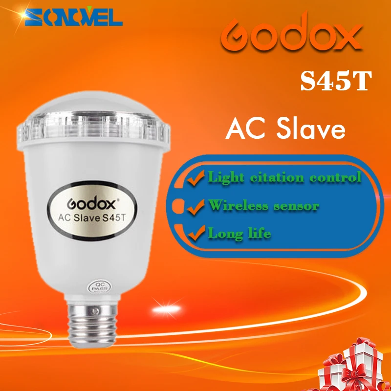 

Godox S45T Photo Studio Strobe Light E27 Screw AC Slave Flash Strobe Bulb 45W 110V +Free tracking number