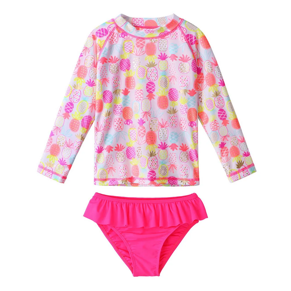 

BAOHULU 2019 Long Sleeve Pineapple Pattern New Girls 2pcs UV SPF 50+ Sun Protection 2 month-6 Years Swimming Swimwear