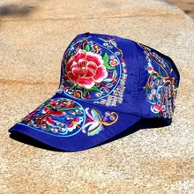 Национальный Ветер вышивка цветок бейсбольная бейсболка с возможностью регулировки размера шляпы для женщин 122