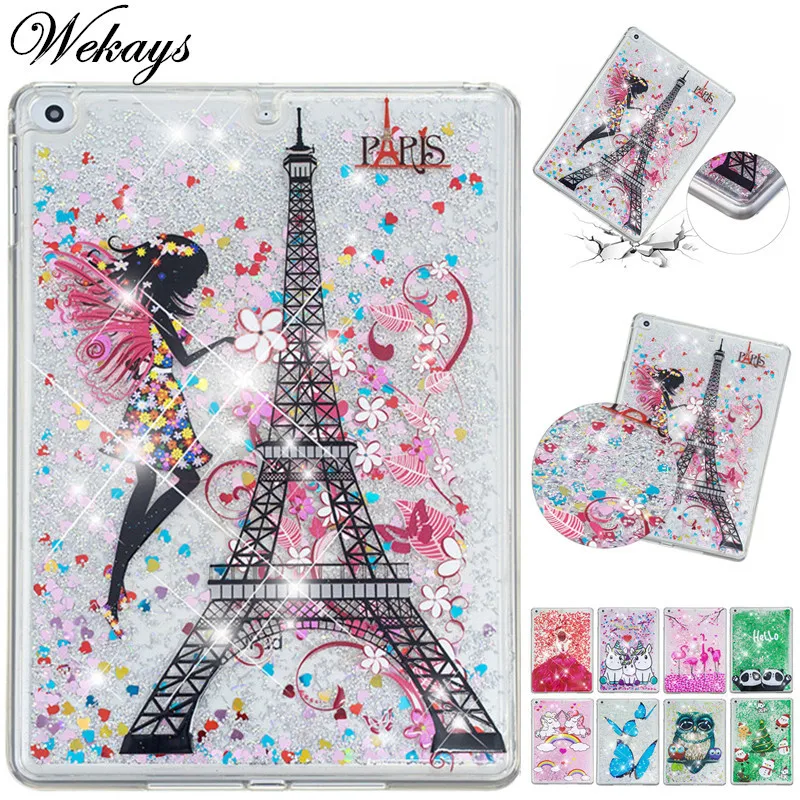 Wekays For Coque Apple New Ipad 9.7 2018 Glitter Liquid Silicon Fundas Case For IPad 9.7 inch 2017 A1822 A1823 Cover Case Shell