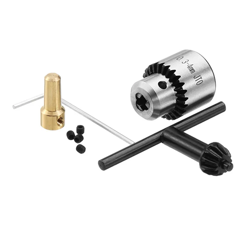 

1pc Mini Electric Drill Chuck 0.3-4mm JT0 Taper Mounted Lathe Chuck With Key And 2.3mm Shaft Connecting Rod 3.17mm