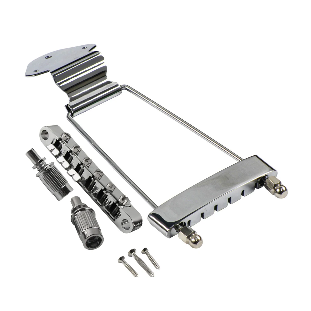 FLEOR Set of Tune O Matic Bridge & Jazz Archtop Trapeze Tailpiece for