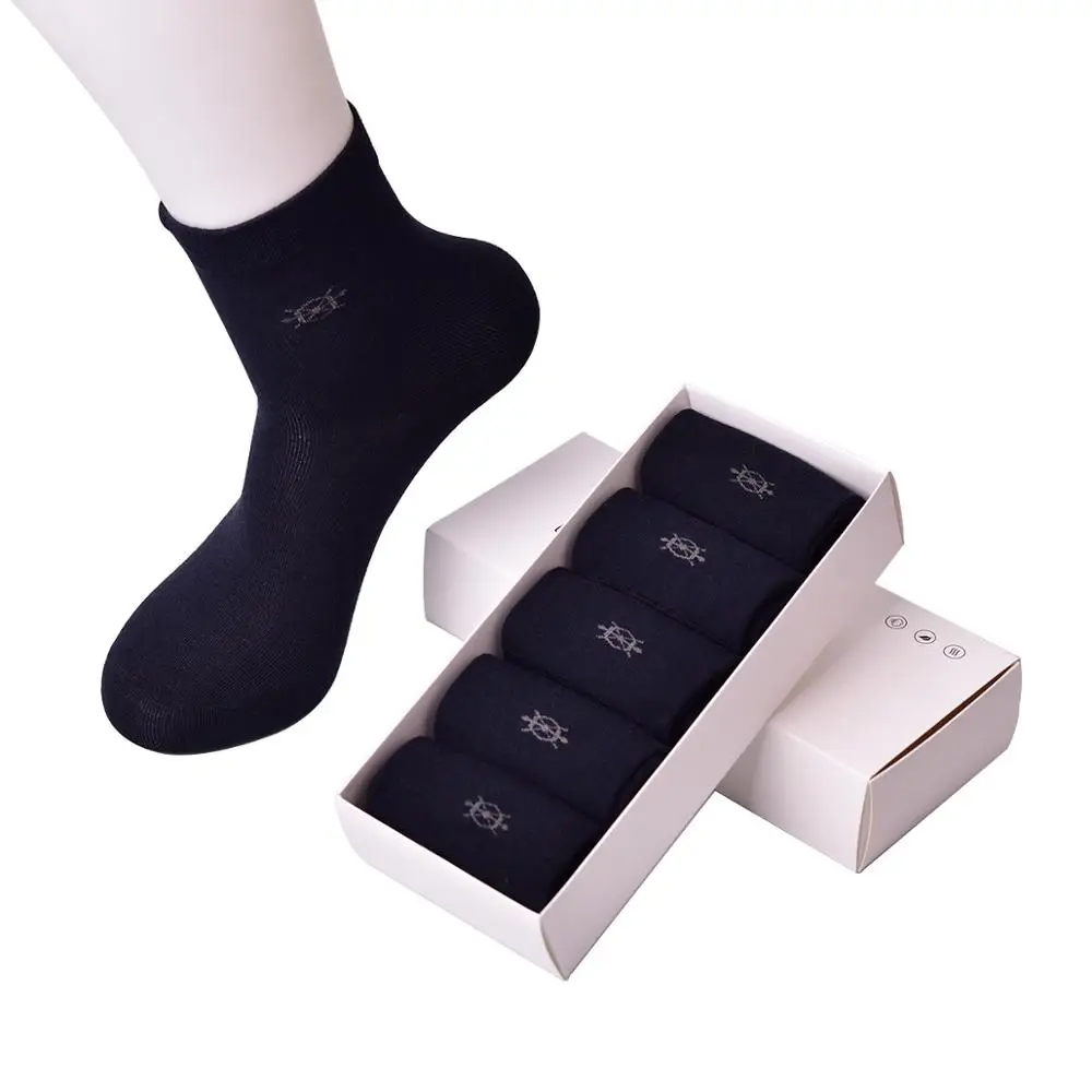 5 Pairs/Lot Casual Business men socks pure color cotton calcetines hombre wedding socks Classical skarpety for men gift - Цвет: 5 pairs Navy