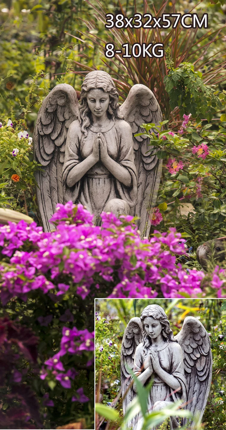 Садоводство на открытом воздухе цемент большие крылья Ангел украшения вилла газонная скульптура ремесла двор сад статуя мебель украшения искусства