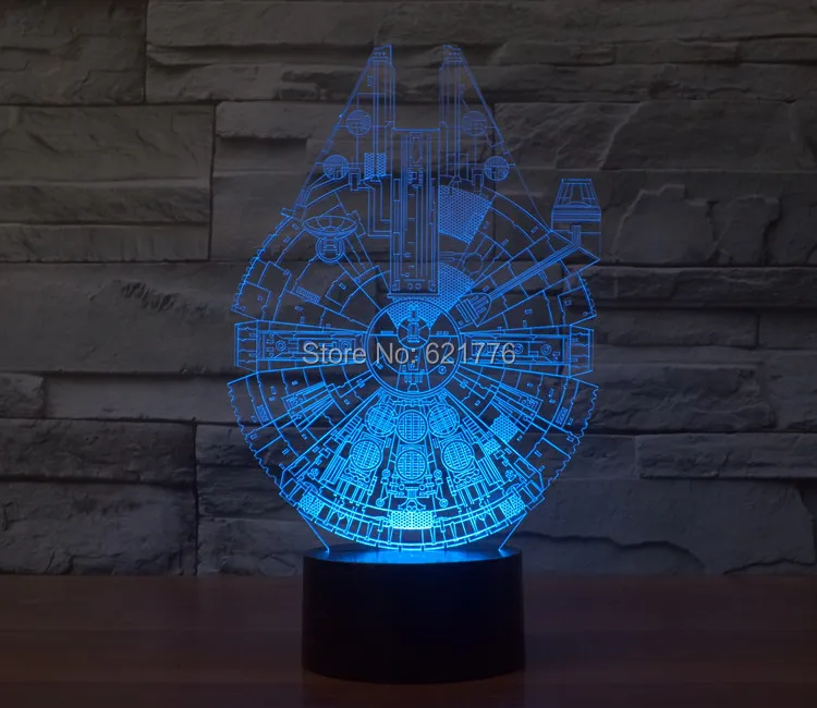 Новое Видение Стерео сенсорный лампы Праздник Лампа 3D Звездные войны Тысячелетний Сокол Освещения Гаджет Настроение Лампы Декор night light подарки