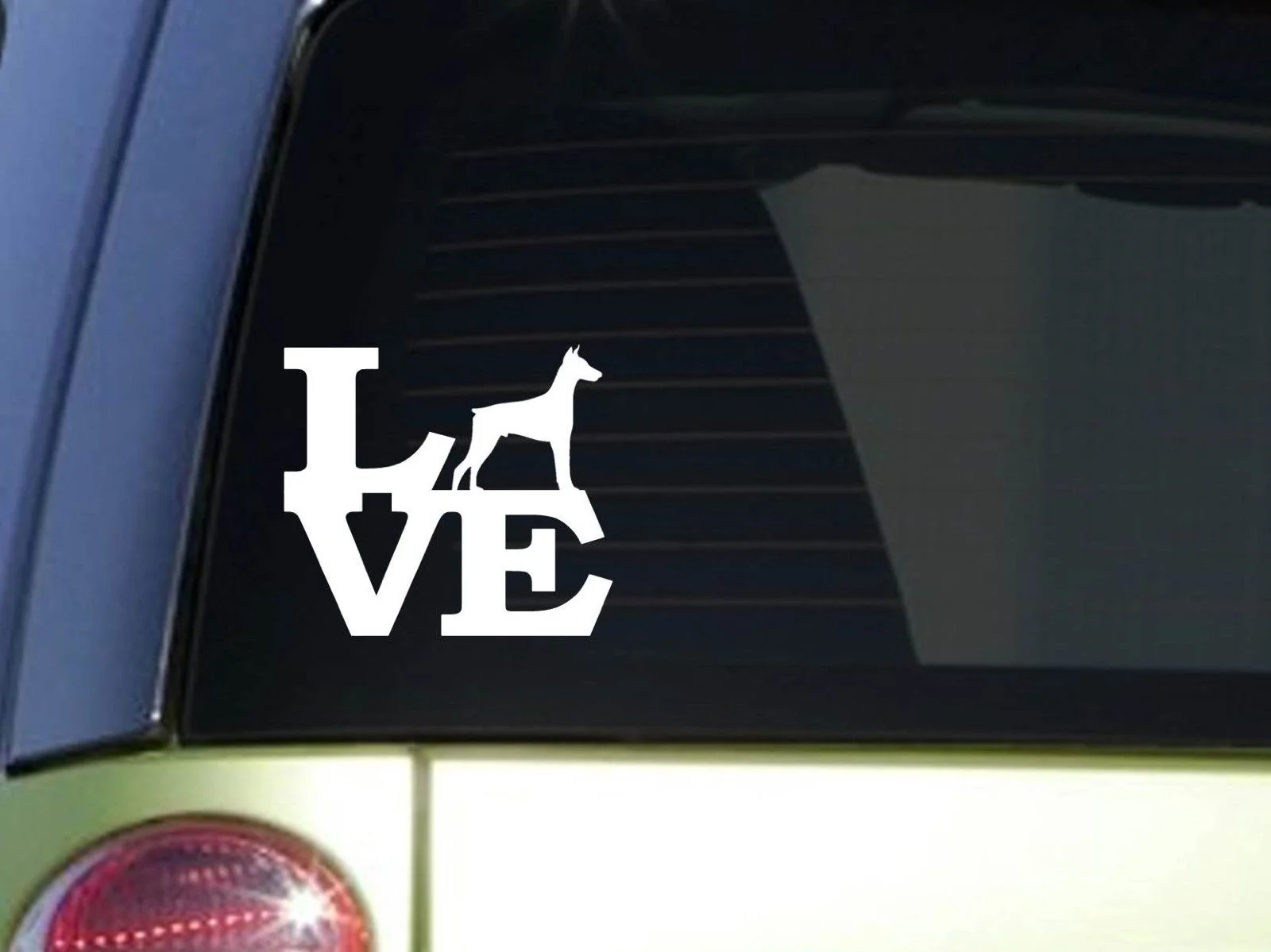 Car Styling for Doberman Love 6" STICKER DECAL dobie rescue dog german
