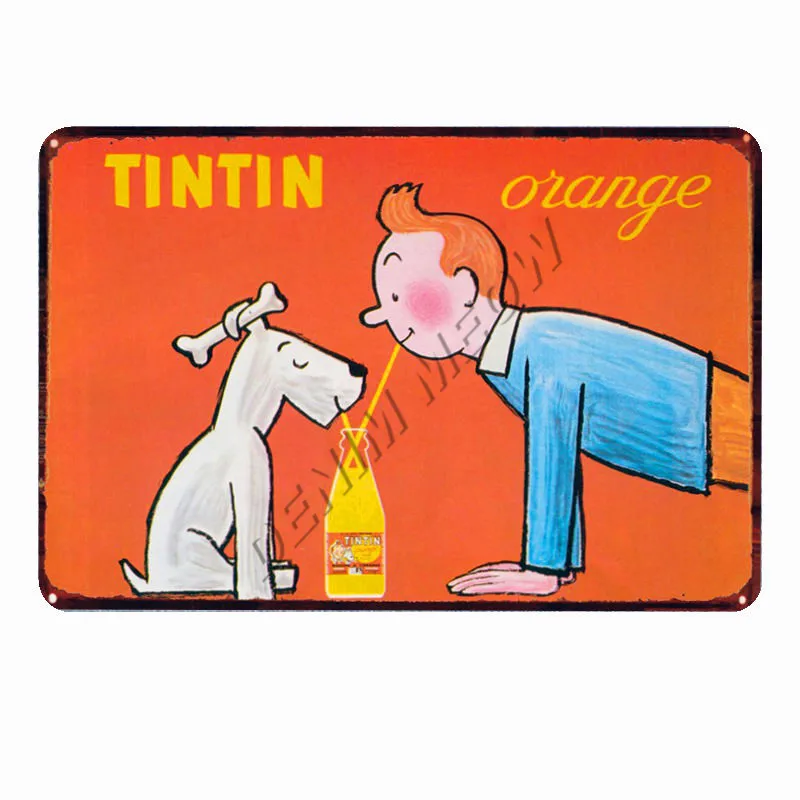 Tintin Catoon Movie Tin Sign Metal Plate Vintage Wall Art Poster Iron Painting Bar Coffee Kids Room Wall Craft Home Decor WY66 - Цвет: 24