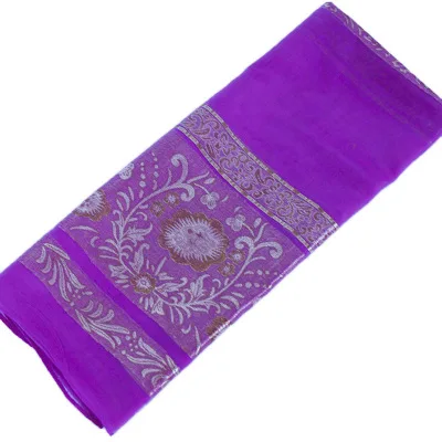 Дизайн Блестящий мерцающий мусульманский хиджаб высокого качества органза золотой цветочный принт длинный Шелковый индийский шарф - Цвет: Color 2