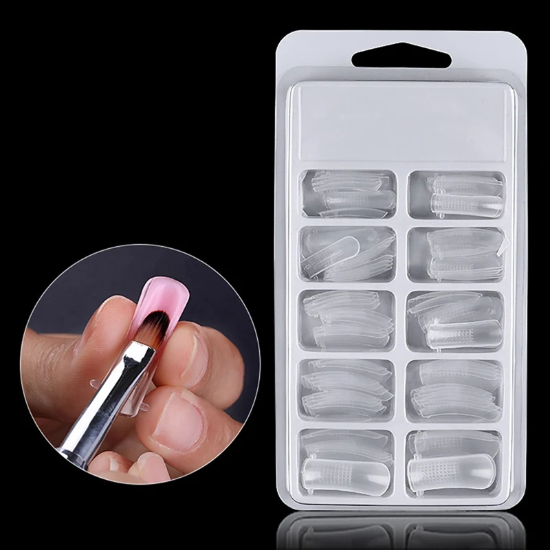 

100pcs False Nails Quick Poly Gel Builder Mold Form Finger Extension UV Tips Clip Manicure Polygel Tools New Nails Art Design