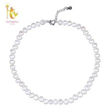 NINFA Barroco Blanco de Agua Dulce Collar de Perlas 8-9mm Natural Collar de Gargantilla Wendding Partido Regalo Para Las Mujeres Chica T242x