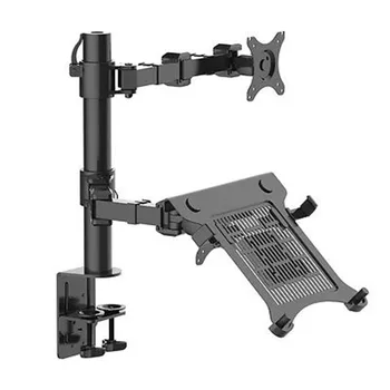 

Loctek D1F2 Full Motion Desktop 10"-16" Laptop Mount+10"-27" Monitor Holder Mount LCD Dual Arm Desk Stand Max Support 10kg Each