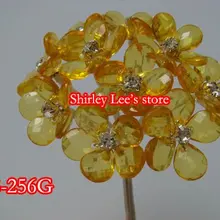 Горячая Распродажа! 72 грозди = 720 цветы x Акриловые Diamante цветок в золото, Кристалл бисера ромашка, свадебный* по EMS